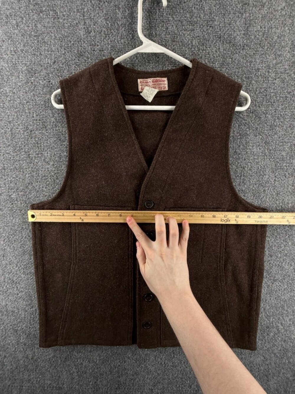 CC Filson Mackinaw Virgin Wool Vest Brown Size 40 Style 20 Pockets Sleeveless - Picture 7 of 15